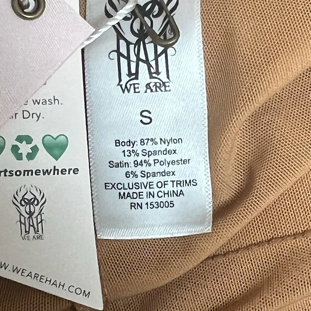 NWT $48 HAH X Free People Hi Waisted Panty Size Small Brown Sugar Sheer Pin Up